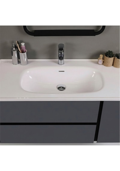 Kobos Linear 100 Cm Banyo Dolabı Seti Füme Kobos Linear 100 Cm Banyo Dolabı Seti Füme