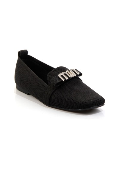Bambi Siyah Nikel Kadın Loafer Ayakkabı K01327020382 Siyah