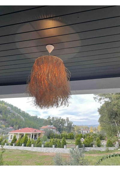My Family Hasır Doğal Saçaklı Dekoratif Rafya Avize
