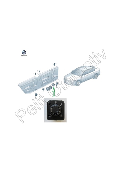 Arteon Ayna Ayar Düğmesi Katlanabilir 3g0959565c