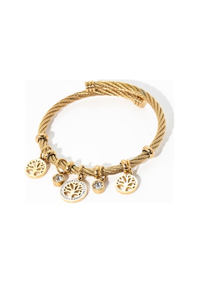 Biem Gold Renkli Hayat Ağacı Charmlı Kalın Çelik Bileklik Gold/gümüş