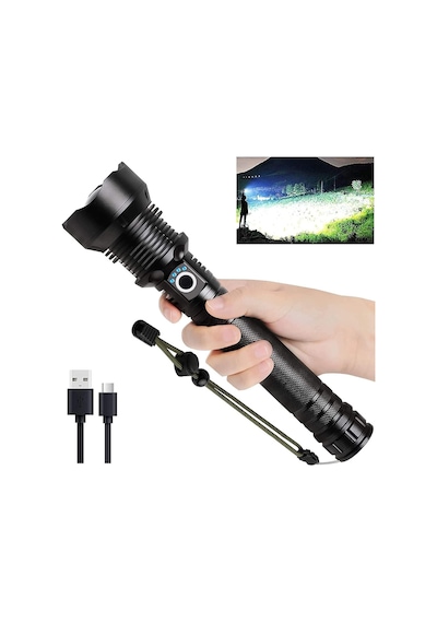 Valkyrie Şarjlı Led Ultra Güçlü El Feneri 2400mah Zoom Darbeye Suya Dayanıklı 1. Kalite Siyah