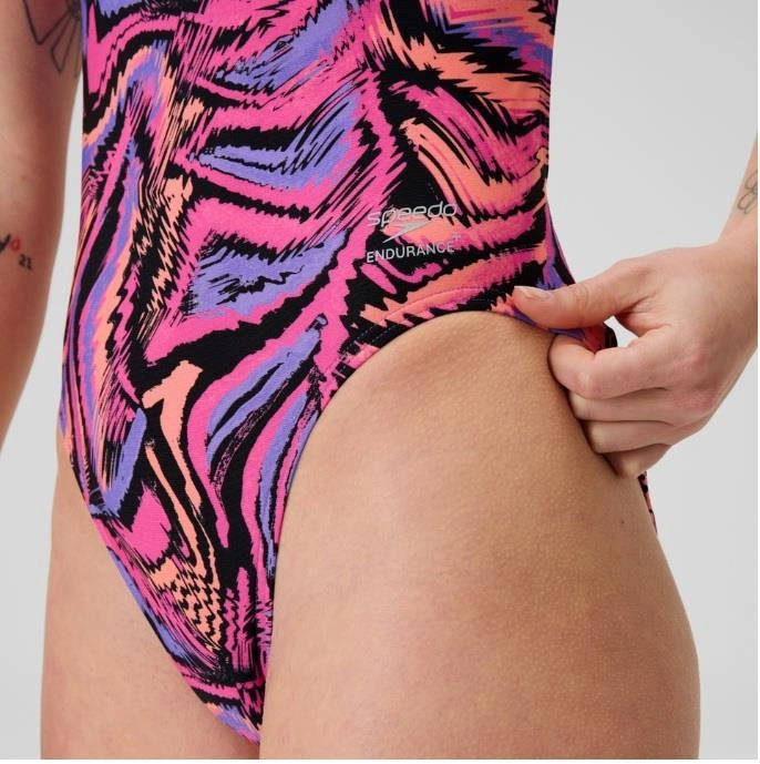 Speedo Printed Turnback Kadın Yüzücü Mayosu Pembe