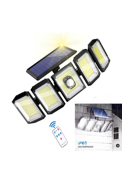 300 Led Güneş Enerjili 3 Mod Kumandalı 3 Metre Kablolu Kaliteli Sensörlü Solar Sokak Lambası 1