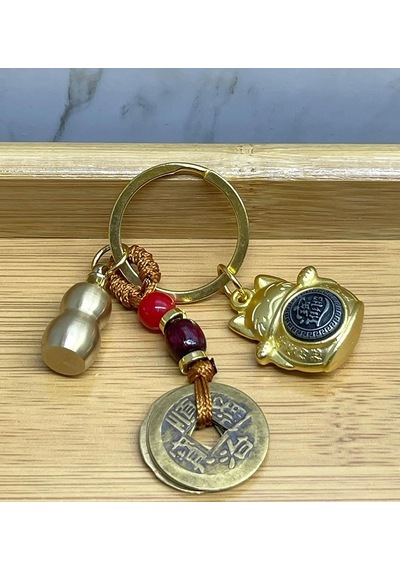 Metal Şans Ve Bereket Kedisi Anahtarlık Model 3