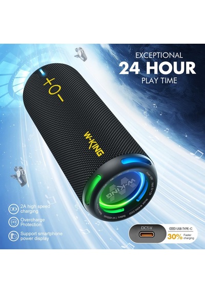 Bluetooth Hoparlörler - Ip67 Su Geçirmez Dış Mekan Taşınabilir Kablosuz Hoparlör, 40w Hd 360 Işıklı Stereo Surround Ses, Özel Eq Ve Derin Bas/v5.3/dsp/24h/tf/aux, Toz Geçirmez, Duş, Kamp İçin