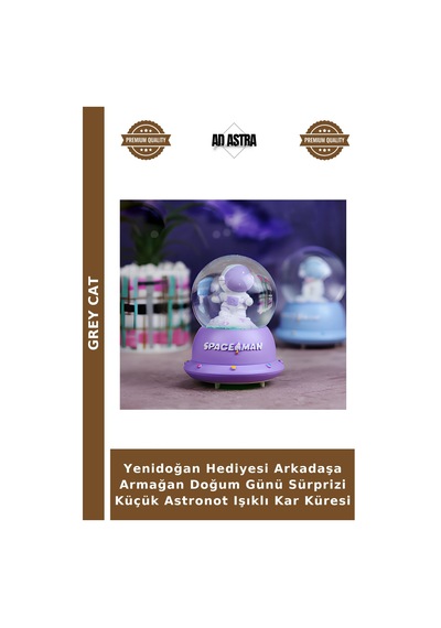 Yenidoğan Hediyesi Arkadaşa Armağan Doğum Günü Sürprizi Küçük Astronot Işıklı Kar Küresi