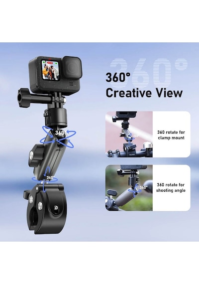 Ayex Crab Claw Clamp Mount Telesin S3-hbm-01 Aksiyon Kamera Kelepçe Aparatı Gopro Djı İle Uyumlu