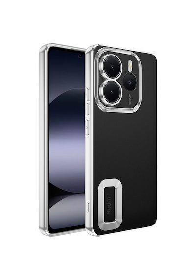 Xiaomi Redmi Note 14 5g Kılıf Kamera Korumalı Logo Gösteren Zore Omega Kapak Gümüş