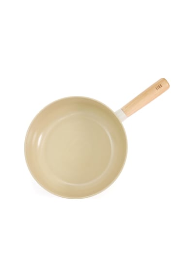 Neoflam 26 CM Döküm Ahşap Saplı Wok Tava Bej