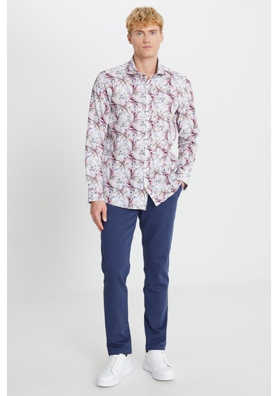 Erkek Beyaz Kırmızı %100 Pamuk Slim Fit Dar Kesim Büyük İtalyan Yaka Baskılı Gömlek Çok Renkli Erkek Beyaz Kırmızı %100 Pamuk Slim Fit Dar Kesim Büyük İtalyan Yaka Baskılı Gömlek Çok Renkli