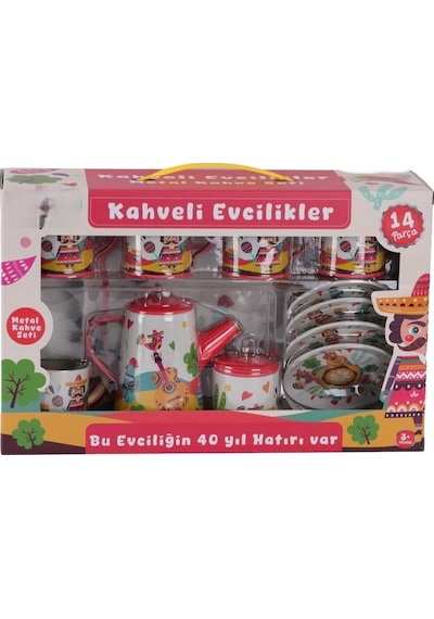 Mey İthalat Atf-996-7a-10a 14 Parça Desenli Metal Çay Set