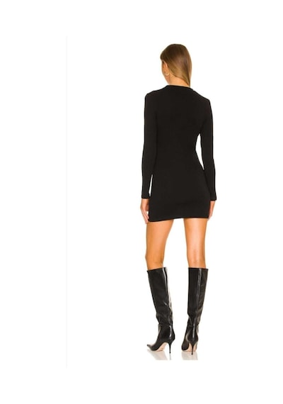 Unika Boutique Kadın Bisiklet Yaka Mini Elbise Siyah