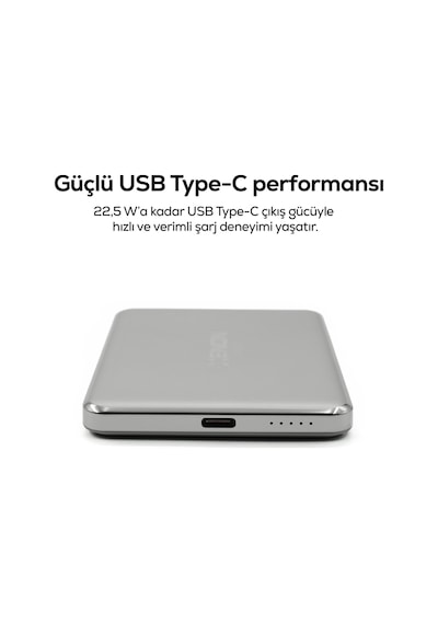 Xenon Smart Kablosuz Powerbank 15W 5000 mAh, Manyetik, 22.5W PD USB-C, İnce Alüminyum Gövde (X6440)