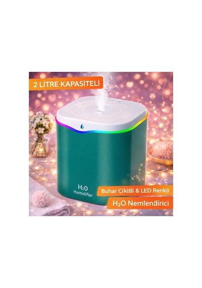 2 Litre Oda Hava Nemlendirici Water Drop Humudifier Rgb Led Işıklı Buhar Makinesi