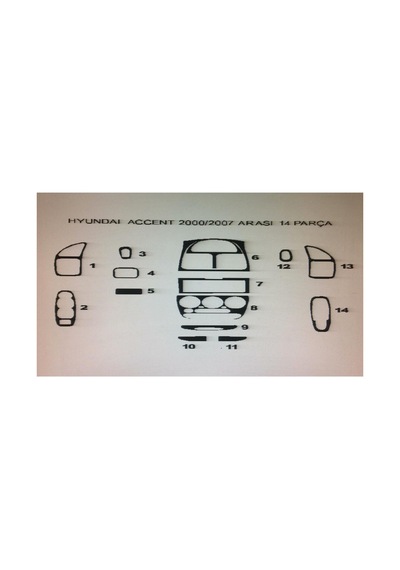 Hyundaı Accent 2000-2007 12 Parça Torpido Kaplama Renk Karbon