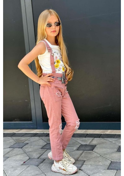 Riccotarz Kız Çocuk Kare Yaka Kolsuz Çiçek Baskılı T-shirt Yırtmaç Detaylı Gül Kurusu Jean Salopet Takım Gül Kurusu Riccotarz Kız Çocuk Kare Yaka Kolsuz Çiçek Baskılı T-shirt Yırtmaç Detaylı Gül Kurusu Jean Salopet Takım Gül Kurusu