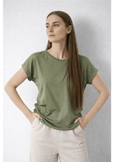 Fashion Friends Bisiklet Yaka Haki Kadın Bluz 26y0194k1
