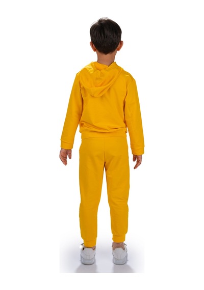 Mnk Baby & Kids Adventure Nakış Kanguru Cepli Kapüşonlu Çocuk Eşofman Mnk10072 Sari