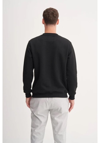 Cazador 53395 Erkek Bisiklet Yaka Sweatshirt Siyah