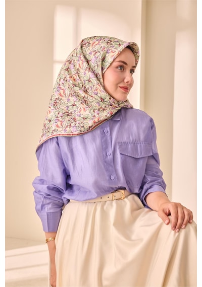 Silk Home Twill İpek Eşarp 11477-04 Ekru, Bej, Su Yeşili, Çilek Kırmızısı, Lila