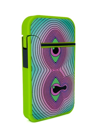 Zengaz Cool Tasarım Jet Alev Çakmak - Trippy Melting Eye Yeşil