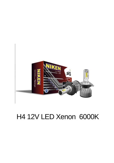 Oto Ampul H4 12v Led Xenon Far Ampulü 6000k Beyaz Işık Şimşek Etkili Kısa Uzun Bir Arada Fanlı Soğutma 2li Set Niken Eco Seri