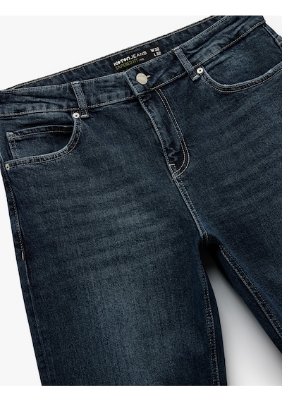 Koton Pamuklu Normal Bel Tapered Fit Jean Pantolon Koyu İndigo 6wam40075nd İndigo