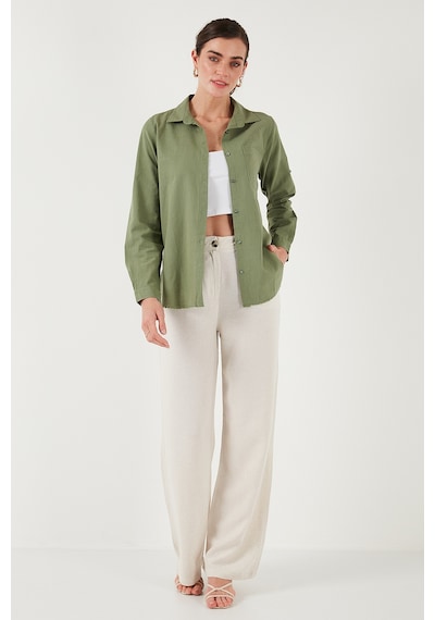 Lela Pamuklu Regular Fit Cepli Bayan Gömlek Cf25S16992 Haki