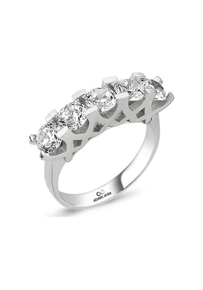 Gümüş Swarovski Zirconia Taşlı Beştaş Yüzük