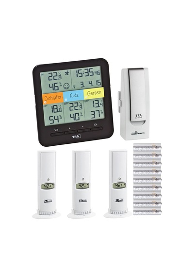 Tfa Dostmann 31.4007.02 Klimahome Termo-higro İstasyonu, 4 Ölçüm Noktalı Pillerle Birlikte Siyah