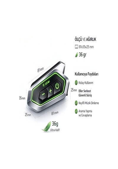 Ip67 Su Geçirmez İnterkom Bt5.3 Rgb Işıklı Motosiklet Kask Kulaklığı