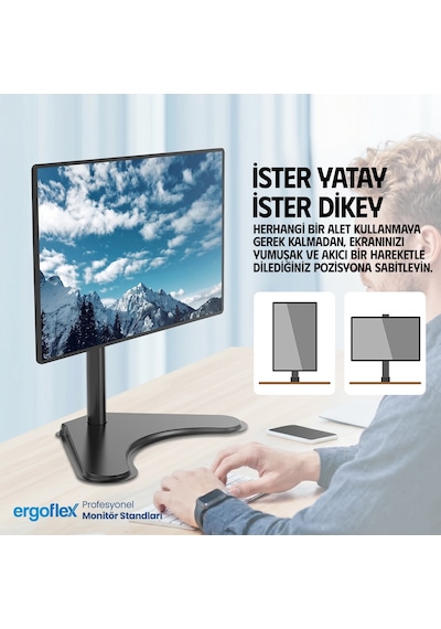 Ergoflex EF71 Steel Design 2-8 kg Tek Kol Asansörlü 13"-32" Desktop Monitör Standı