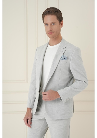 Efor Comfort Fit Mono Yaka Çift Yırtmaç Torba Cep Casual Taş Ceket C 698 Taş