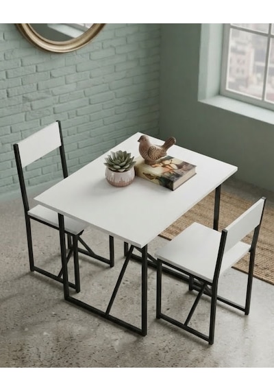 Kenzlife Masa Sandalye Takımı İznik Byzsyh 75 070 60 Masa 2 Sandalye Set Beyaz