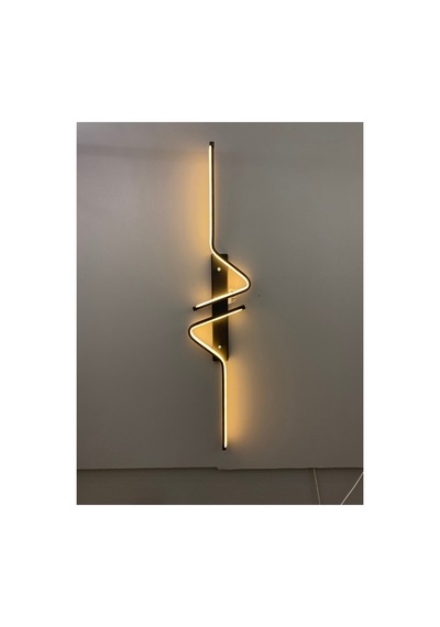 Yüksek Aydınlatmalı Z Model Siyah Led Aplik Avize Modern, 3 Renk Aydınlatma
