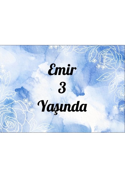 Mavi Çiçekli Doğum Günü Afişi 70x100 Cm