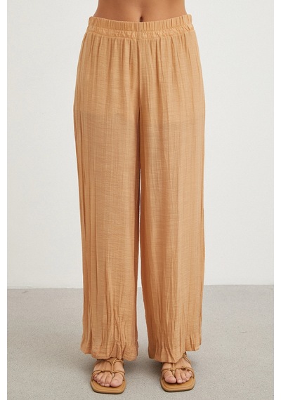 Uterpe Crinkle Wide Leg Pantolon Hardal