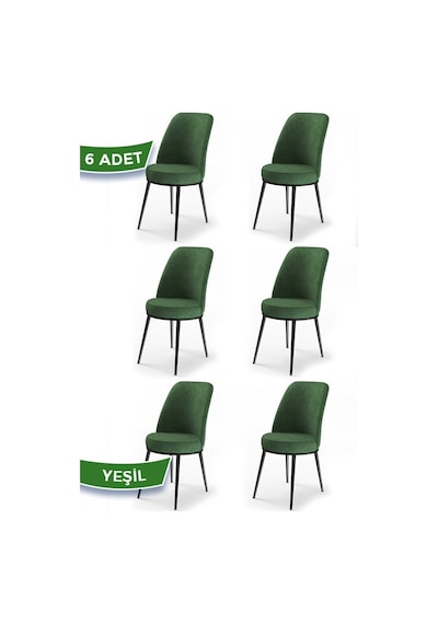 Canisa Concept Dexa Serisi Yeşil Renk 6 Adet Sandalye, Renk Yeşil, Ayaklar Siyah Yeşil