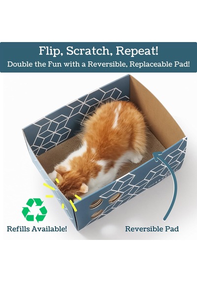 Kapalı Kediler İçin Doldurulabilir Çift Taraflı Kedi Scratcher Pad İle Ağır Karton Kedi Kazı Kazan Kutusu
