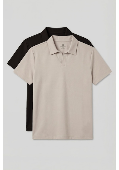 Rahat Form Polo Yaka 2li Paket Bej-kahverengi Erkek T-shirt - 88496 Bej - Kahverengi