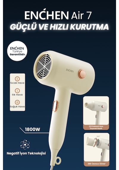 Enchen Air 7 1800 Watt Negatif İyonik Teknoloji 3 Sıcaklık Modlu Saç Kurutma Makinesi