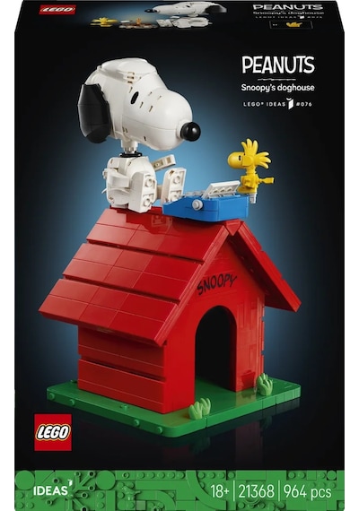 LEGO® Ideas Peanuts: Snoopy’nin Köpek Kulübesi 21368 - Yetişkinler için Snoopy Figürü İçeren Model Yapım Seti (964 Parça)