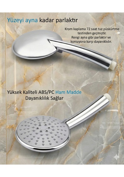 5 Fonksiyonlu Büyük Boy Su Tasaruflu Duş Başlığı Metalik Plastik Diğer