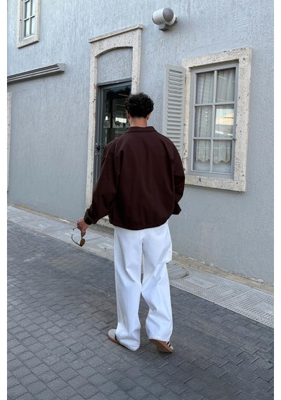 Flaw Yakalı Bomber İnce Ceket Kahverengi Kahverengi