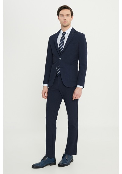 AC&Co / Altınyıldız Classics  Erkek Lacı Pamuklu Slim Fit Dar Kesim Mono Yaka Beli Bağlamalı Esnek Takım Elbise Lacı