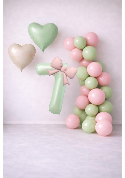 Adaçayı Yeşili & Pembe 7 Yaş Doğum Günü Balon Süsleme Seti Pembe - Yeşil