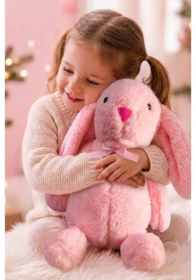 Uyku Arkadaşım Papyonlu Uzun Kulak Bunny Peluş Tavşan 65 Cm Pembe Genel