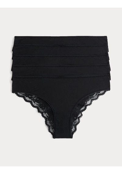 Marks & Spencer 5'li Dantel Detaylı Brazilian Külot Seti T61005184B Siyah