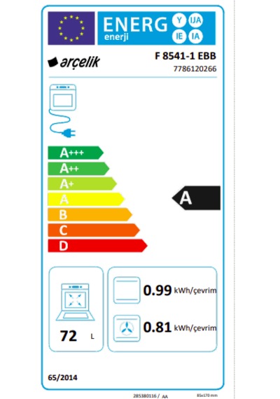 Arçelik F 8541-1 EBB 72 L Ocaklı Fırın